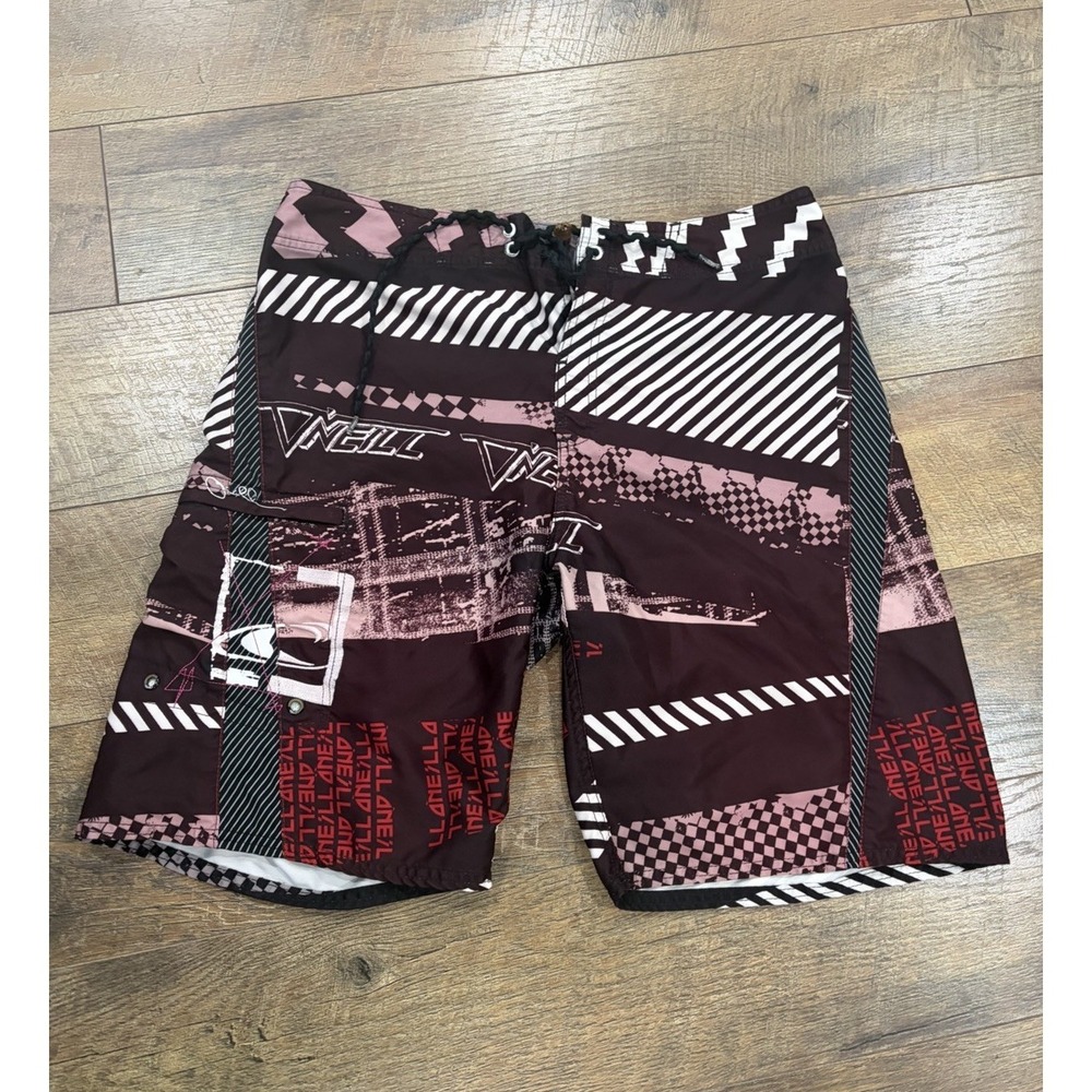 Vintage Y2k O'Neill Timmy Reyes Custom Series 1.0 Board Shorts 34 Maroon Surf